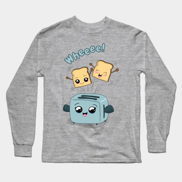 Cute Kawaii Toast and Toaster Long Sleeve T-Shirt by valentinahramov